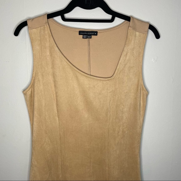 William Rast Sleeveless Faux Suede Mini Dress Tan Small - Picture 2 of 7